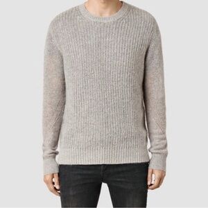 All Saints Men's Mohair Heather Gray Crewneck Sweater
